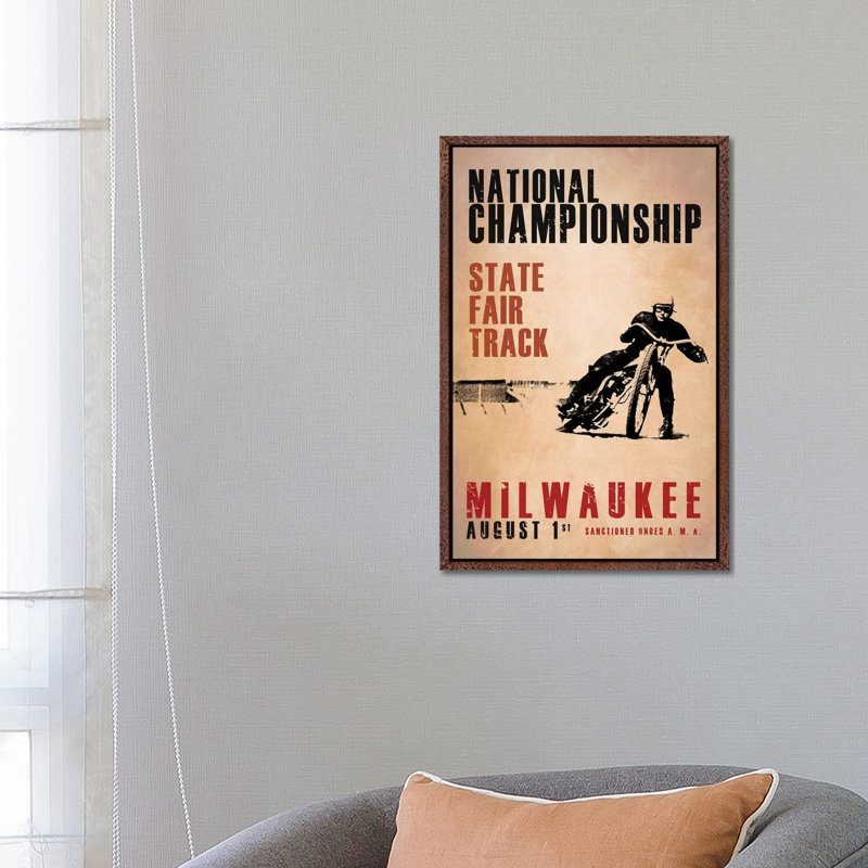 NationalChamps Milwaukee 1 Piece Wall Art on Canvas, 66.04cm H x 45.72cm W x 3.81cm D, Classic Brown Wood Framed