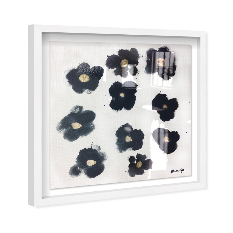 Coco's Gold Camellias - Graphic Art, 32" H x 32" W, Shadowbox, White