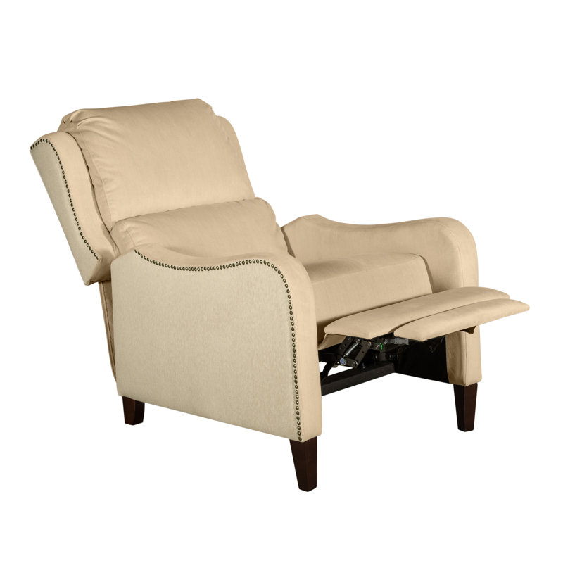 Finch Eddington Recliner Chair with Nailhead Trims, Two-Toned Classic Cream Linen Blend