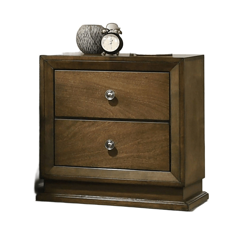1Pc Nightstand Transitional Style Bedside Table 2-Drawers Zinc Iron Bronze Metal Knob