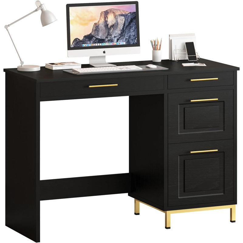 Hasib 43.3'' W Rectangle Computer Desk, Black