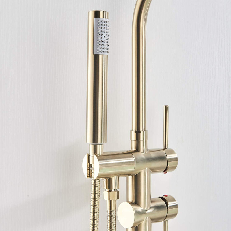 Hermogenes 2 Handle Floor Waterfall Faucet Bath Filler with Diverter