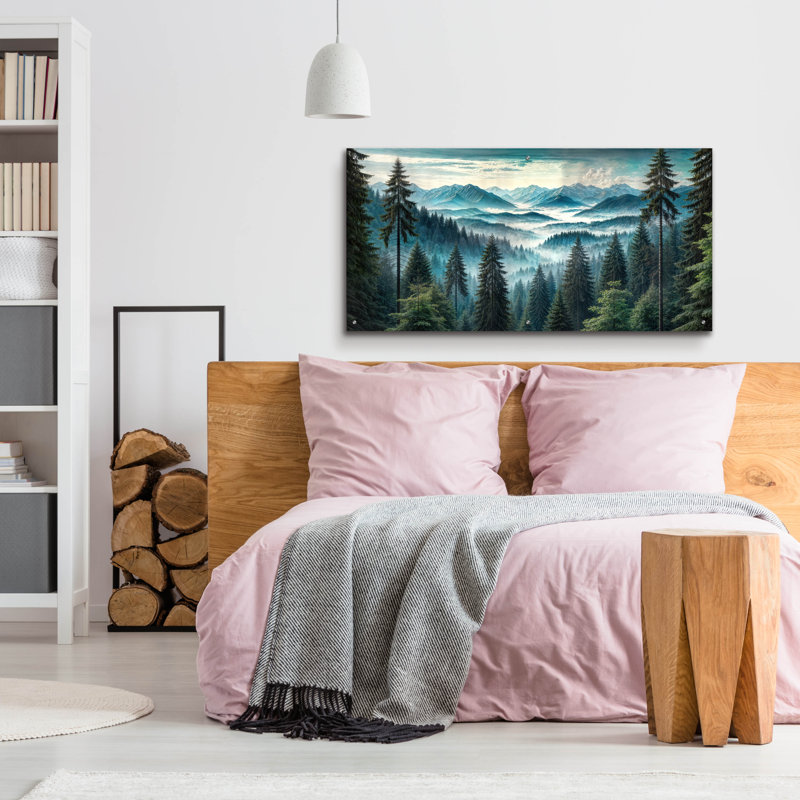  «Mountain View» par Rey Klimt, art mural en verre acrylique, 48 po x 24 po