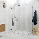 Illume 54 in. x 32 in. x 78 in. 90-degree Fully Frameless Wall Hinged Glass Shower Enclosure