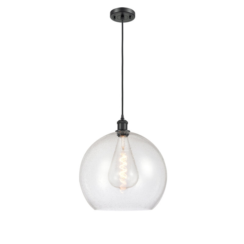 Luminaire suspendu sphérique 1 lumière Roxane, DEL, H 18,38 po x l 13,75 po x P 13,75 po, Noir mat