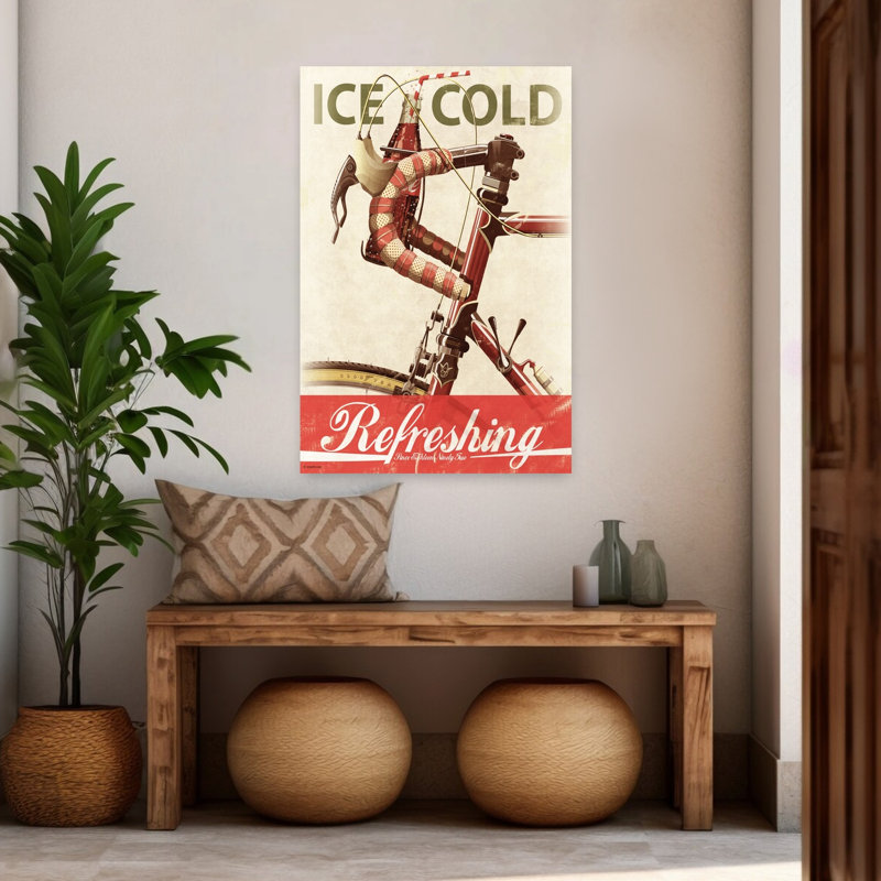 «Vintage Cycling Refreshment», art floral rétro rétro, paysage mural, 48" H x 32" W
