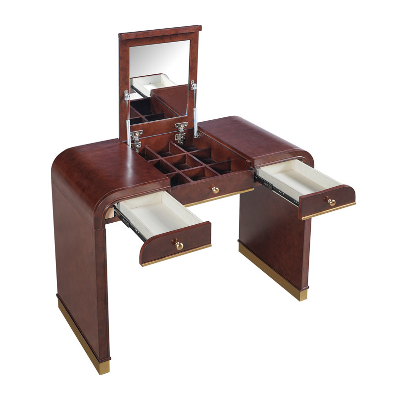 Miroir de salle de bain moyen espresso et 2 tiroirs, Espresso