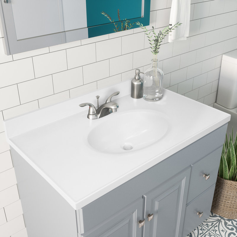Ivory Swirl 37-Inch Cultured Marble Vanity Top with Integrated Backsplash