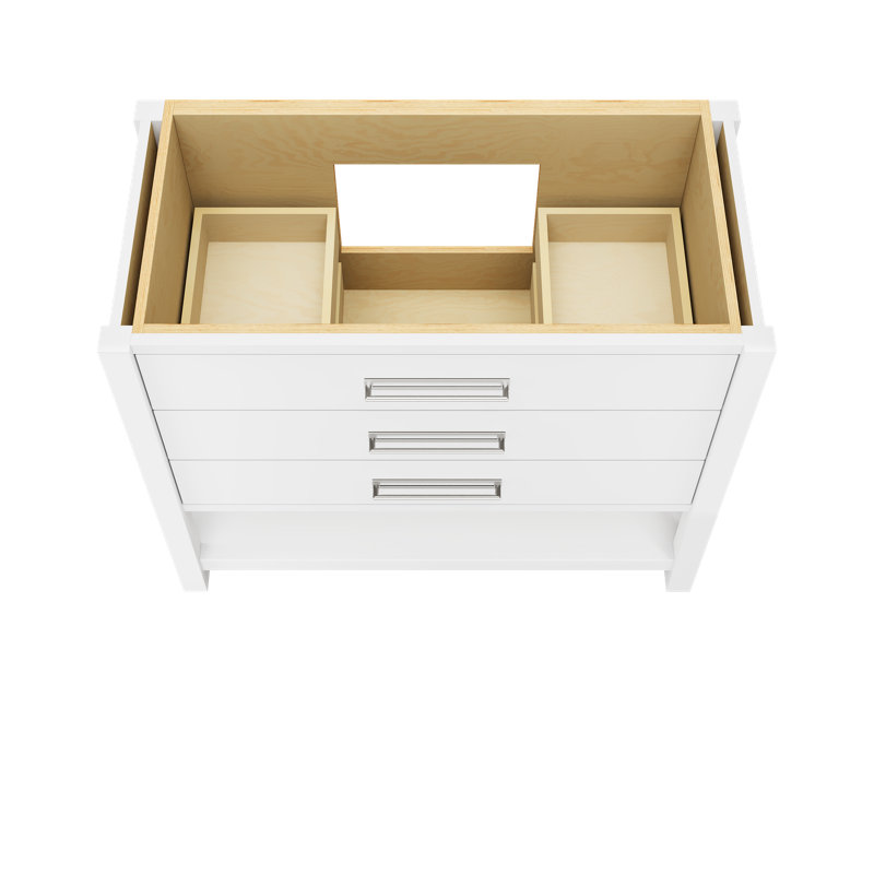 Kiawah Three-Drawer Single Bath Vanity, Pure White, Polished Chrome, 42"
