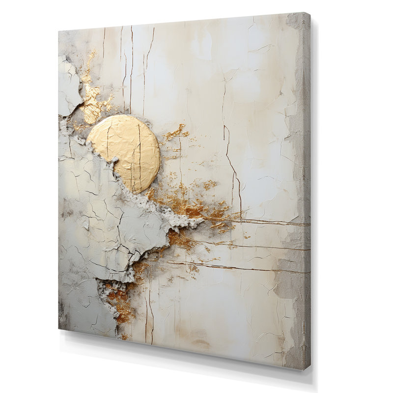 «Grey and White Nature Split» - Formes abstraites, reproduction sur toile encadrée, Toile tendue