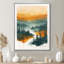 Décoration murale orange forêt verte sauvage au coucher du soleil I - forêt-387464032-425154147