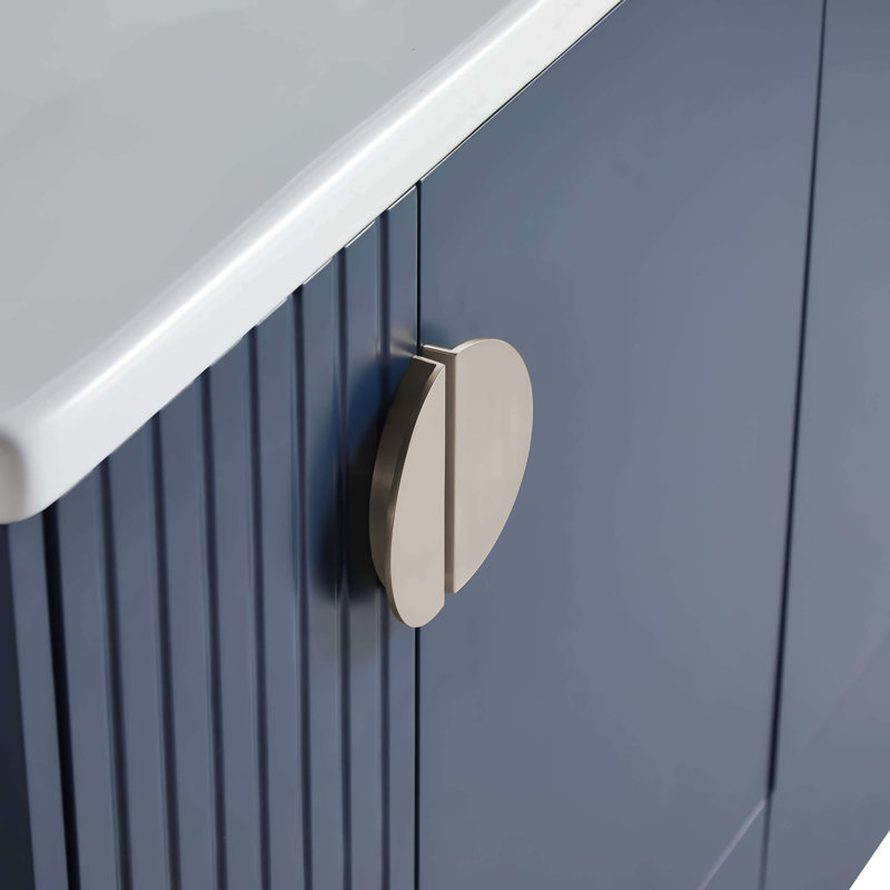 Ensemble de meuble-lavabo simple 48 po Saimah, Bleu marine, Nickel satiné