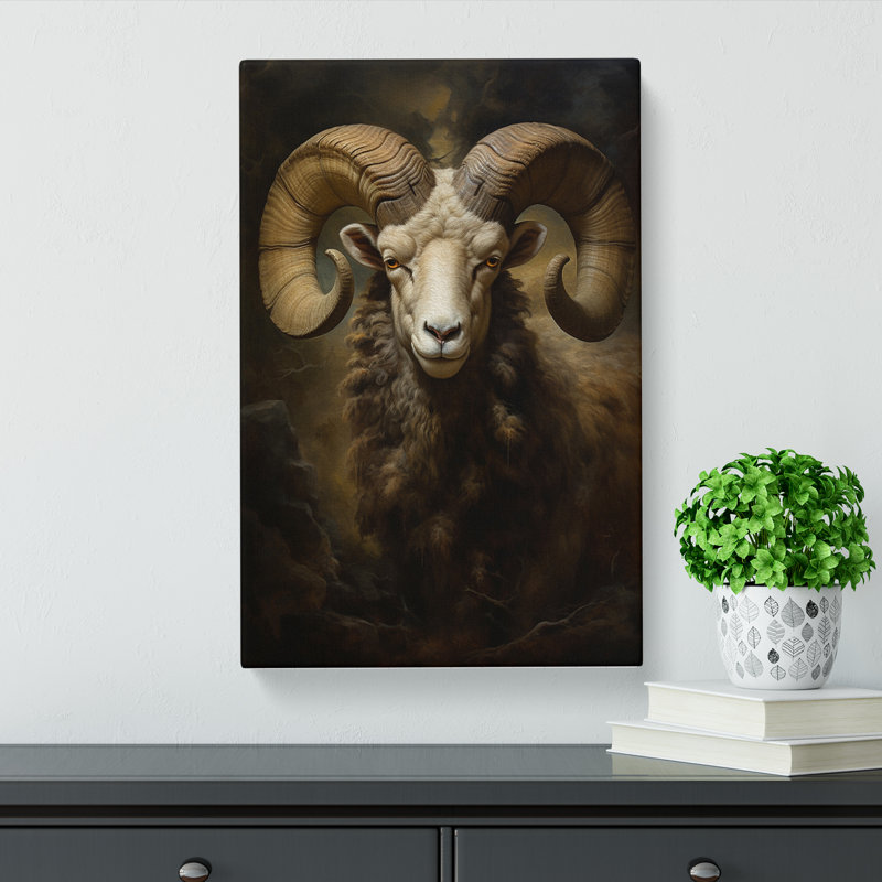 Ram Sheep Classicism - Print, 76cm H x 50cm W x 3cm D