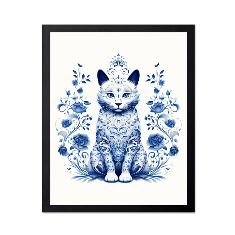 Ornement chat n ° 2, 16"H x 20"W, Poster, Black Framed