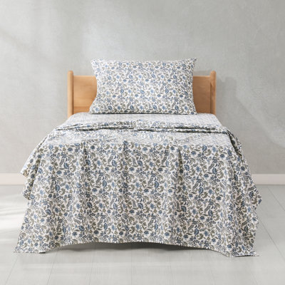 Lillian Block Print Cotton Sheet Set Blue