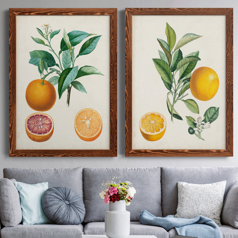 Orange de Malte - ensemble de 2 reproductions d'art, H 31,5 po x l 47 po x P 1,5 po, Toile avec cadre érable, Pas de tapis