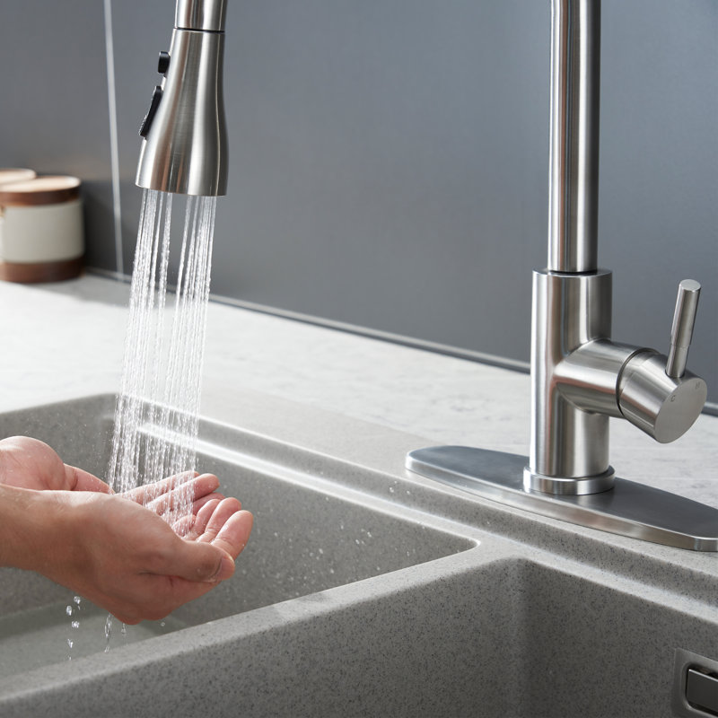  Pull Down Kitchen Faucet Spray Head Replacement 3 Modes with 11 Adapters, Brushed Nickel