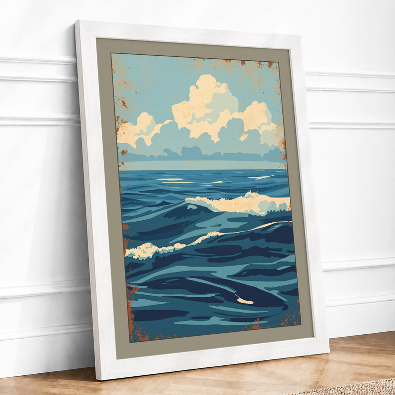 Calm Seascape Coastal - Print, A3 - 42.0 x 29.7 cm, White