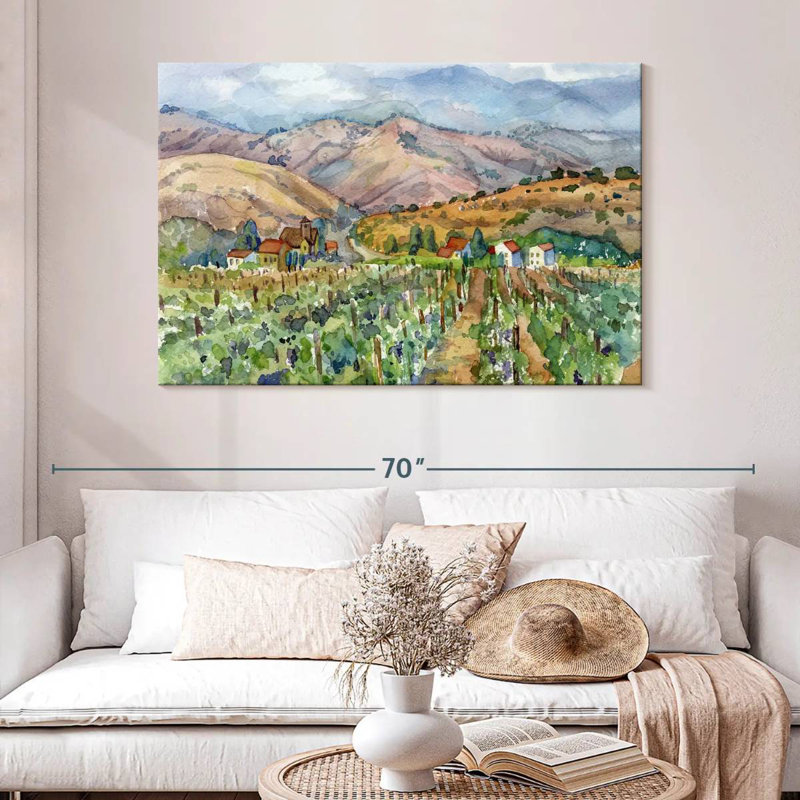 Paysage avec vignoble Alvord, H 32 po x l 48 po