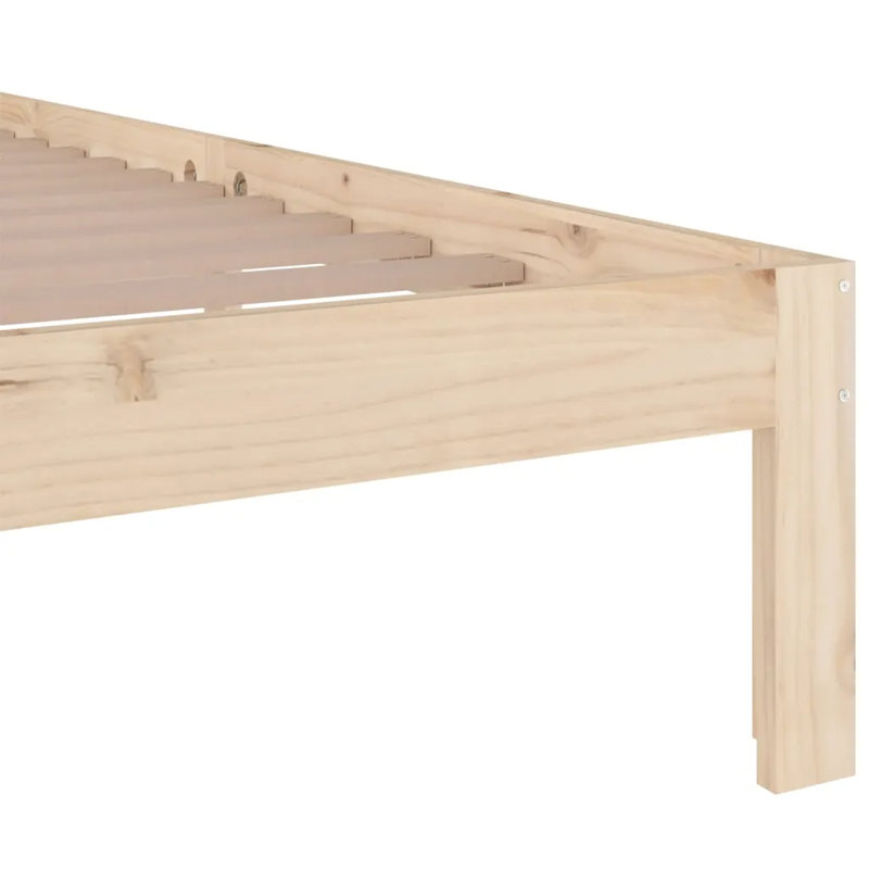 Bed Frame Solid Wood, Natural, European Double (140 x 200 cm)