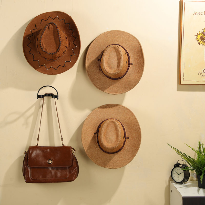 Support mural pour chapeau de cowboy, ensemble de 4 supports métalliques pour chapeaux à larges bords