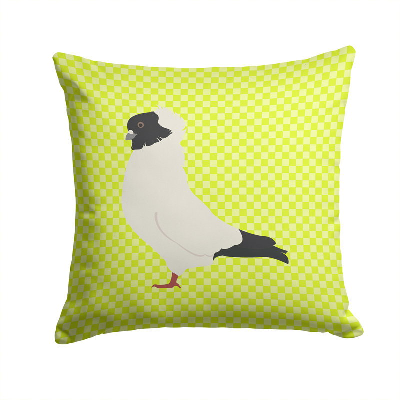 Coussin décoratif extérieur carré à damier éclectique pigeon, Vert, 14 po x 14 po