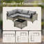 Ensemble de conversation modulaire en osier pour 4 personnes avec table basse lumineuse, ensemble de conversation moderne en rotin avec coussins Emroy-1121831425-1133621714