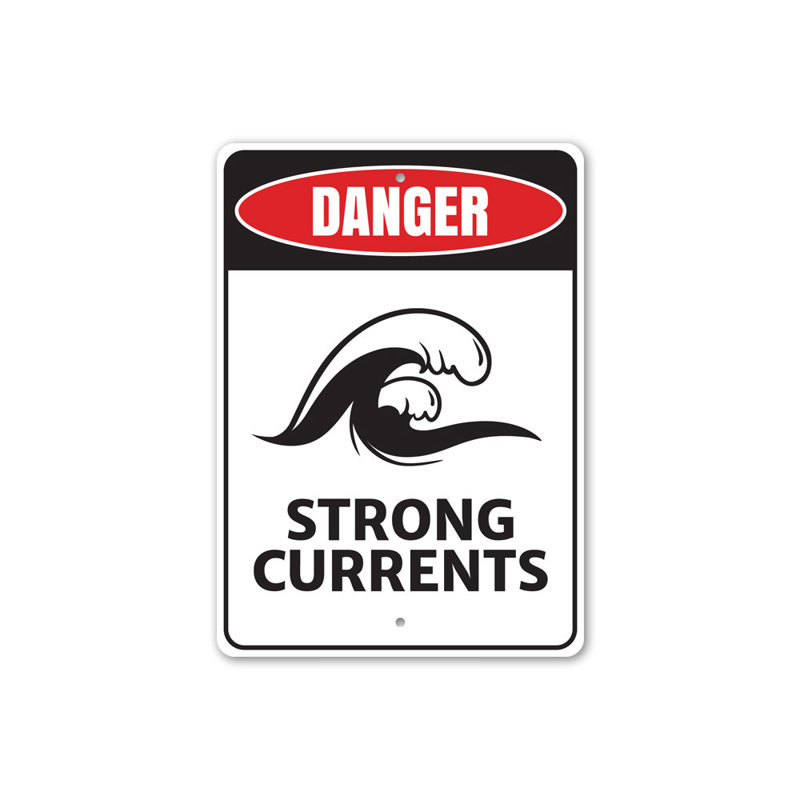 Signe de danger de forts courants, H 18 po x l 12 po x P 0,06 po
