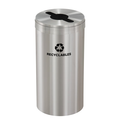Glaro RecyclePro Value Recycling Receptacle for Mixed Recycling - 23 gal - All Satin Aluminum finish