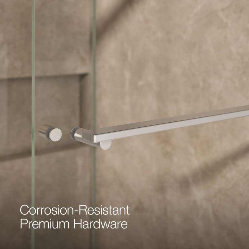 Revel 59.63'' x 62'' Double Sliding Bath Door with CleanCoat® Technology, Crystal Clear, Bright Polished Silver