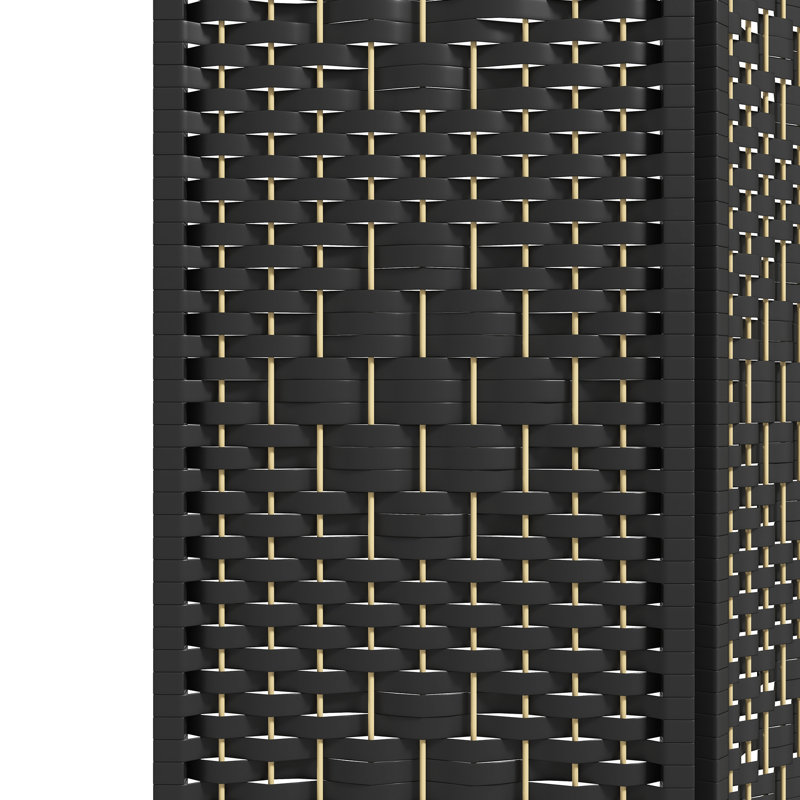 Paravent 6 panneaux pliable, paravent de 5,6 pi, cloison en fibre Black Wave, pour le salon, la chambre à coucher et le bureau à domicile