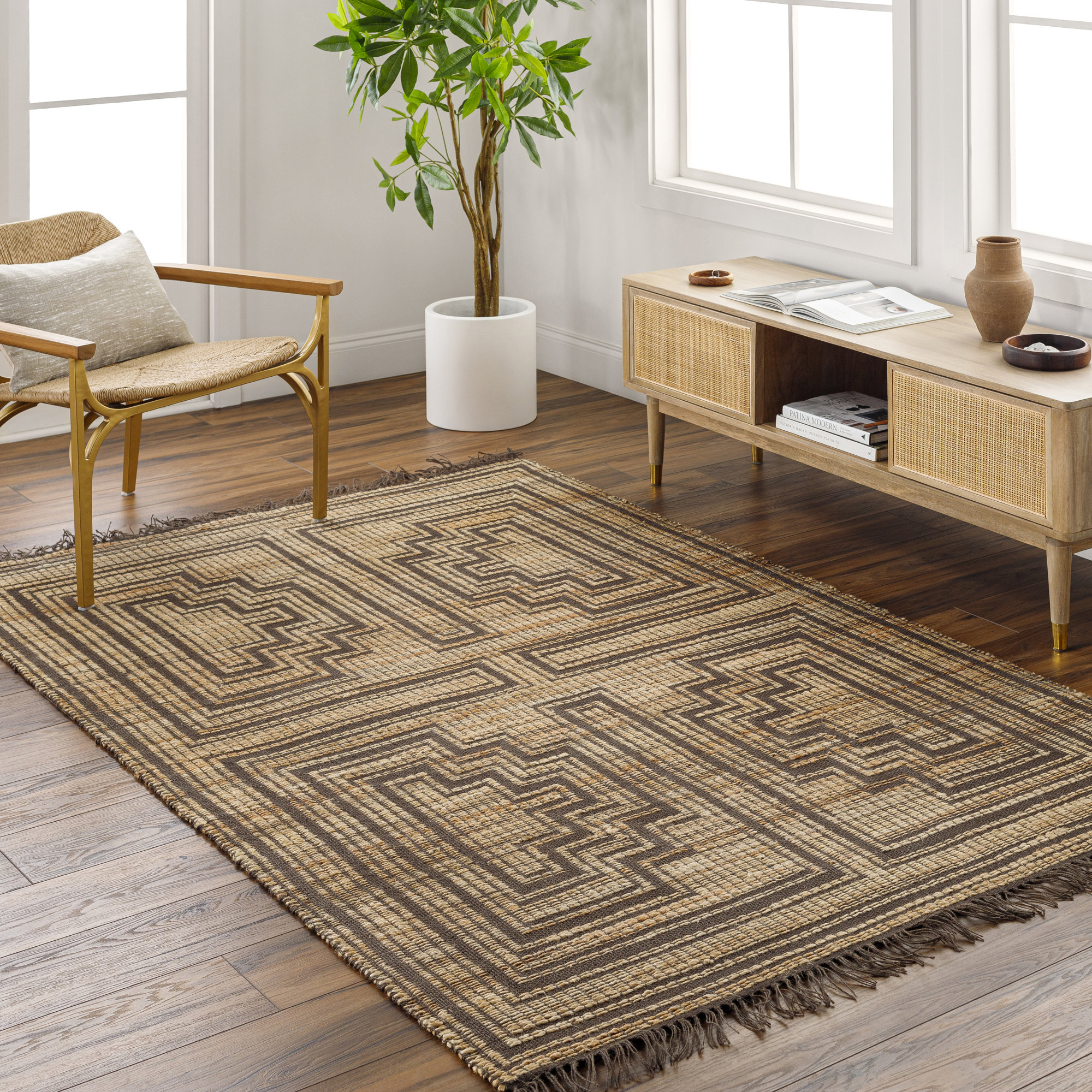 Eddis Handmade Jute / Sisal Brown Rug, Rectangle 5' x 7'6"