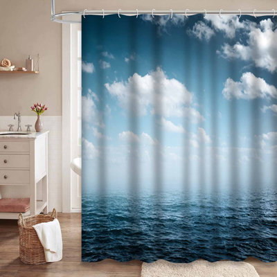 Rideau de douche avec 12 crochets Blue Sea Sky Ocean