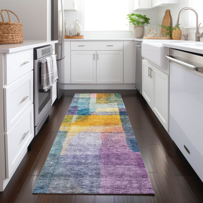 Machine Washable Indoor/Outdoor Chantille ACN1113 Blue Rug