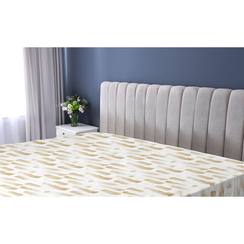 Drap-housse Ambesonne, Blanc, brun pastel / abstrait, Drap-housse simple TG