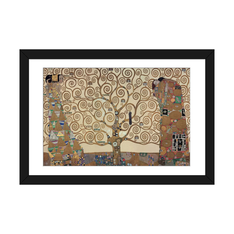 «The Tree Of Life» par Gustav Klimt, impression sur toile tendue, Papier d'art encadré noir, Blanc