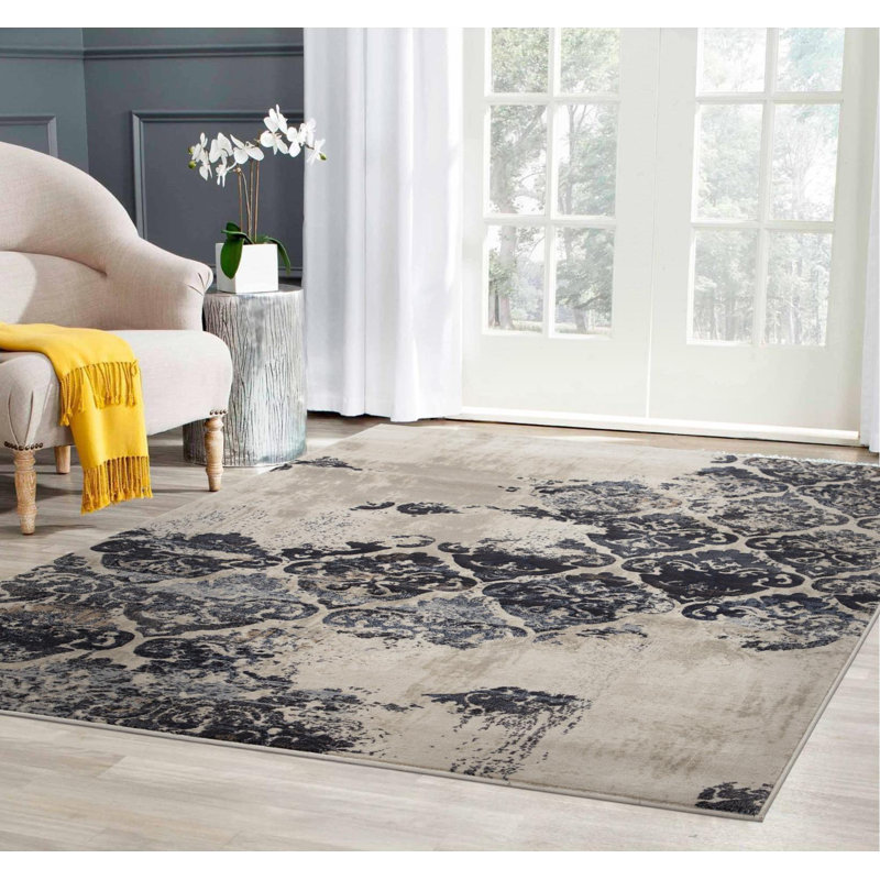 Tapis gris Napoli Ikat, Rectangle 3 pi 9 po x 5 pi 9 po