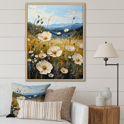 Buttercups Flowers Mountain Landscape sur toile