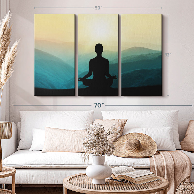 «Yoga Silhouette Wall Art» sur toile, H 32 po x l 50 po x P 1,25 po