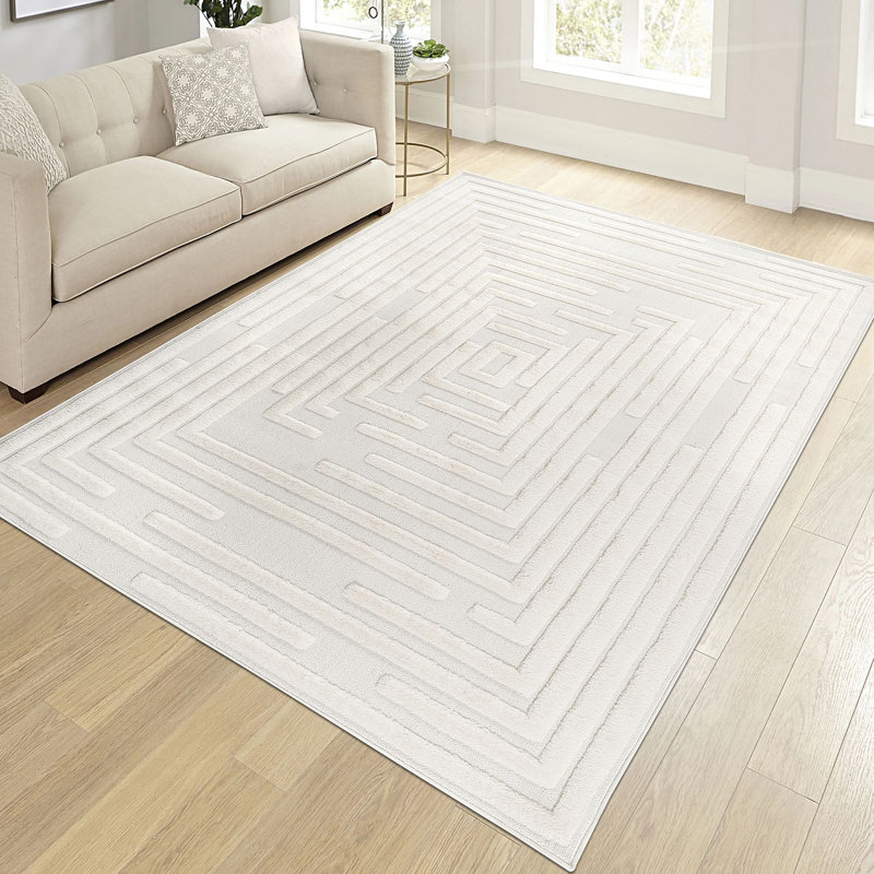 Collection High-Low Striped Indoor Area Rug, Modern, Contemporary, Geometric, Bohemian, Bedroom, Kitchen, Living Room, Non Shedding Carpet