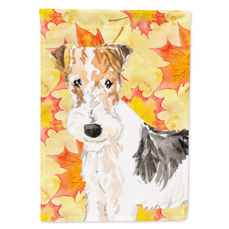 Automne 2 côtés en polyester 15 x 11 po drapeau de jardin, Fox-terrier blanc / noir