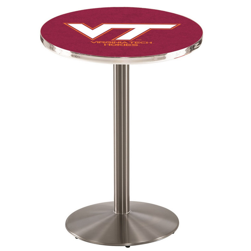 Round Metal Base Dining Table, Stainless Steel, Virginia Tech University