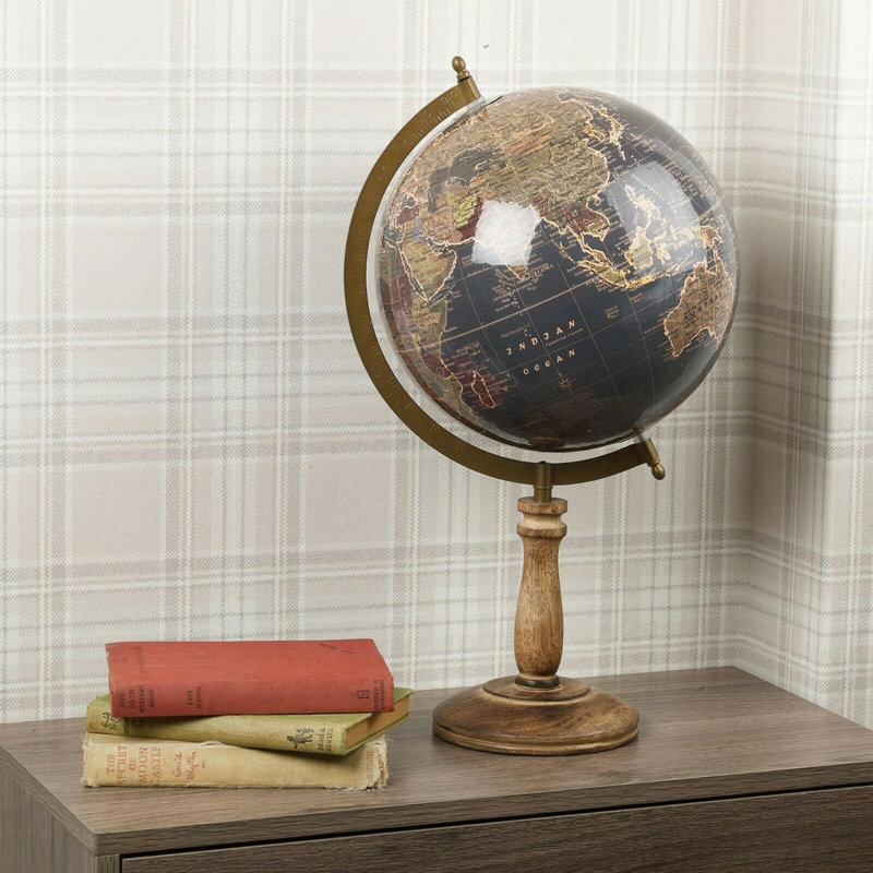 Wood Tabletop Globe, Slate Grey