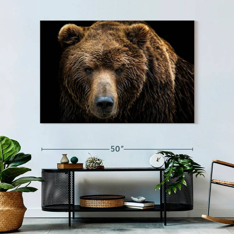 Ours brun extrême-oriental sur toile, H 34 po x l 51 po x P 1,25 po
