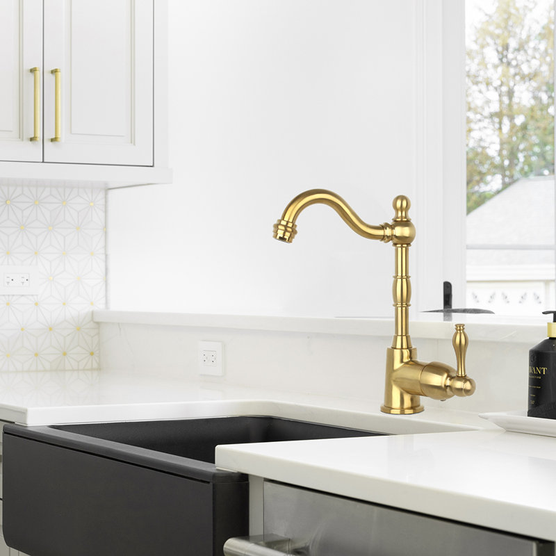 One-Handle Widespread Kitchen Bar Faucet, Brushed Gold