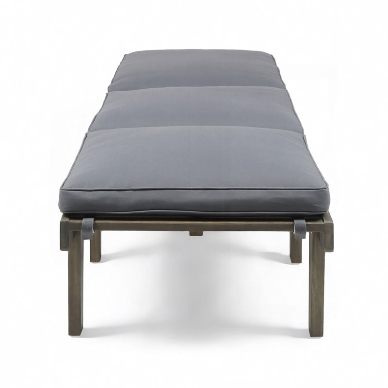 WOOD CHAISE LOUNGE W/ CUSHION, Gris, Gris