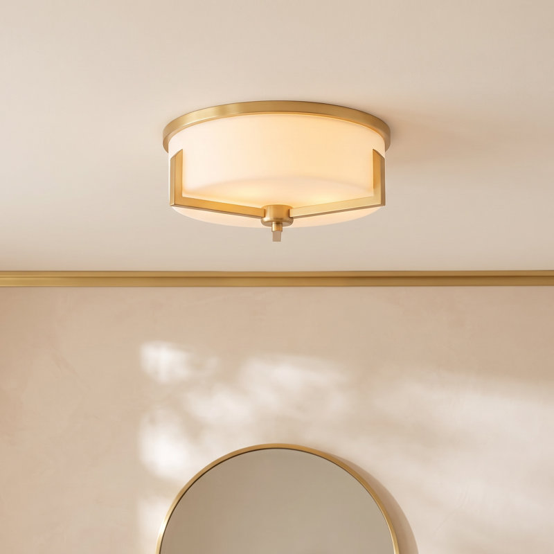 Rosolio Glass Flush Mount, Satin Brass