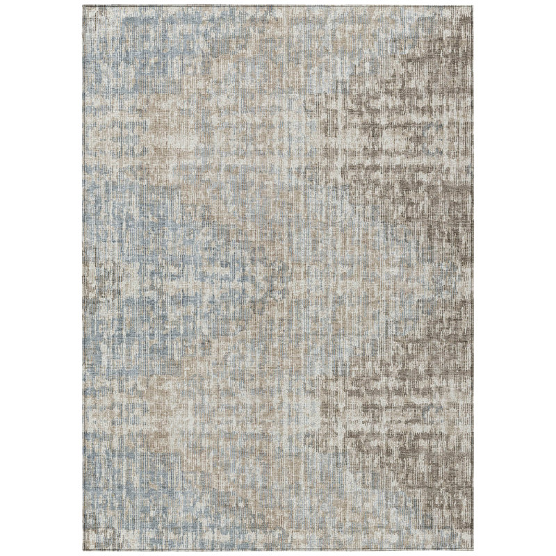 Machine Washable Indoor/Outdoor Xhevrie Putty Rug, Rectangle 2'6" x 3'10"