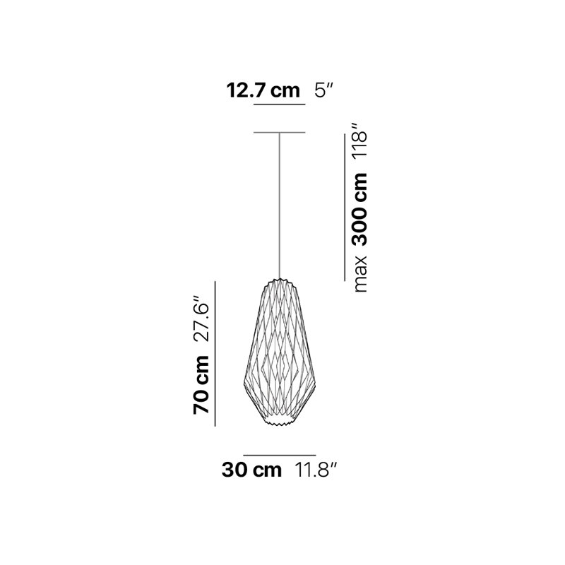 Luminaire suspendu géométrique unique à 1 lumière Pilke, Bouleau naturel