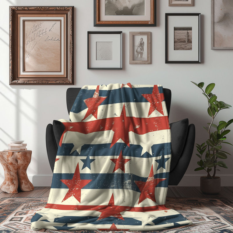 Couverture commémorative 1 pièce de qualité supérieure Memorial Day USA, L 60 po x L 80 po
